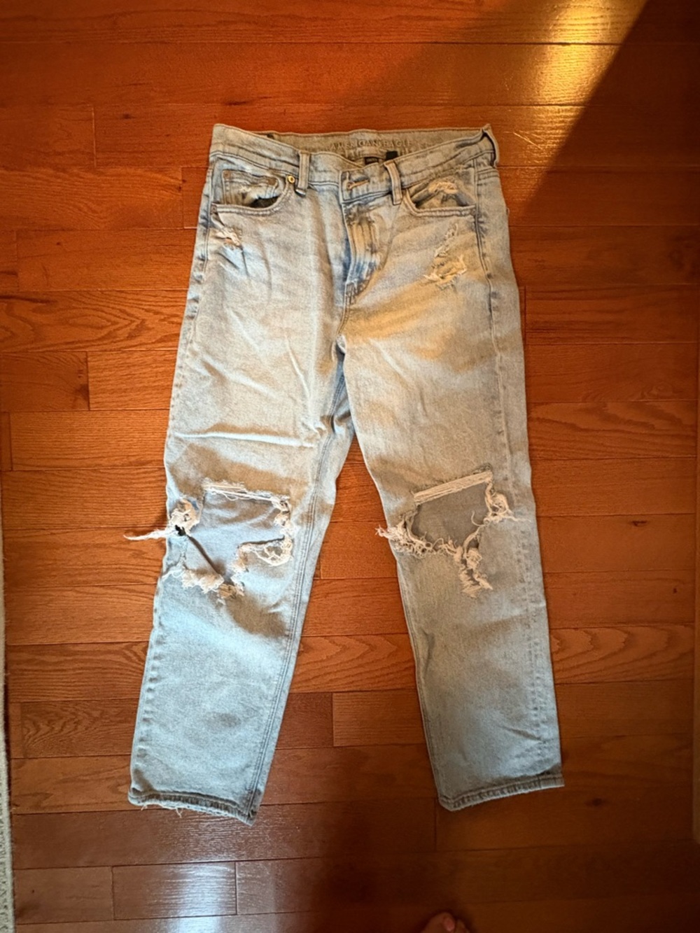 American Eagle Outfitters Light Blue Distressed Relaxed Jeans